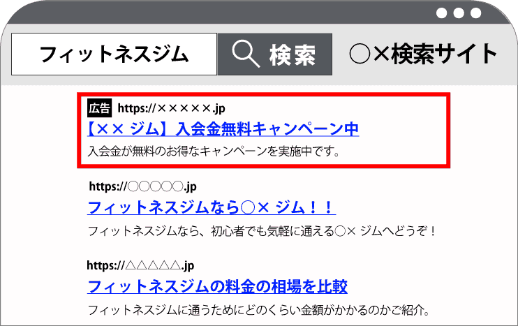 検索結果ページの例